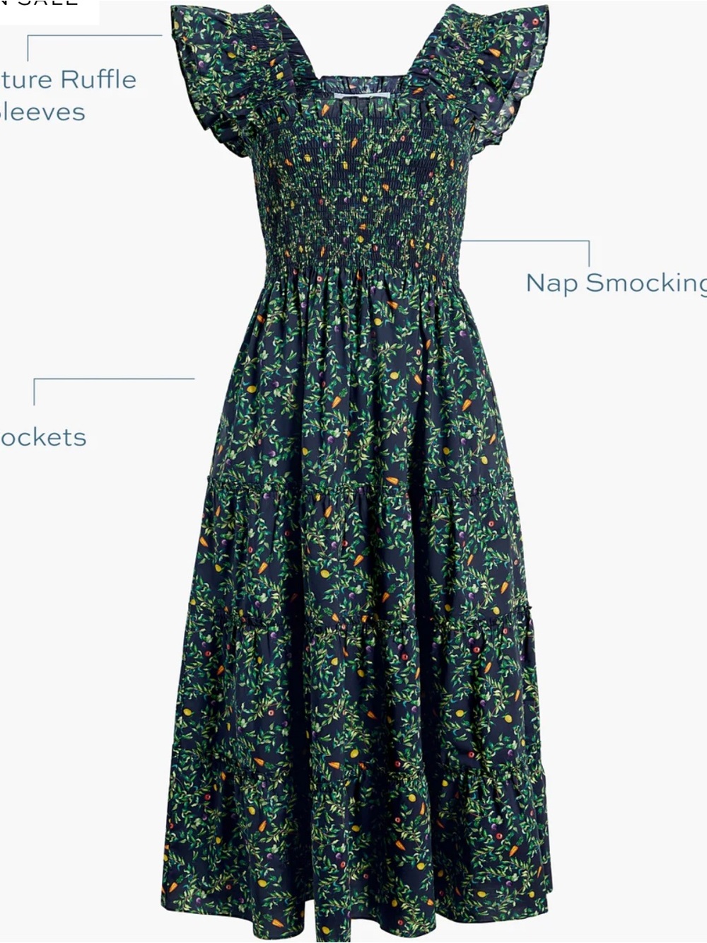 Hill House Home Ellie nap dress midnight garden poplin XS - Picture 2 of 5